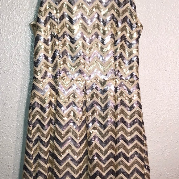 Charming Charlie Size Small Sort Party Dress.Covered in Gold and Silver Sequins - Picture 7 of 9